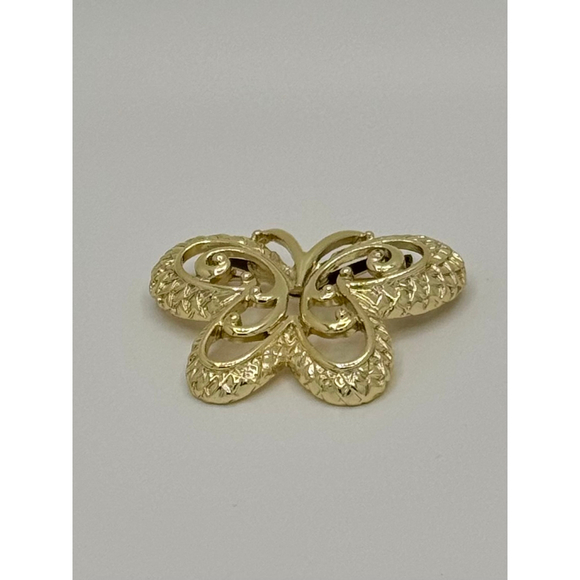 Vintage Gold Tone Butterfly Pin Brooch With Scrolls Design - Picture 2 of 5